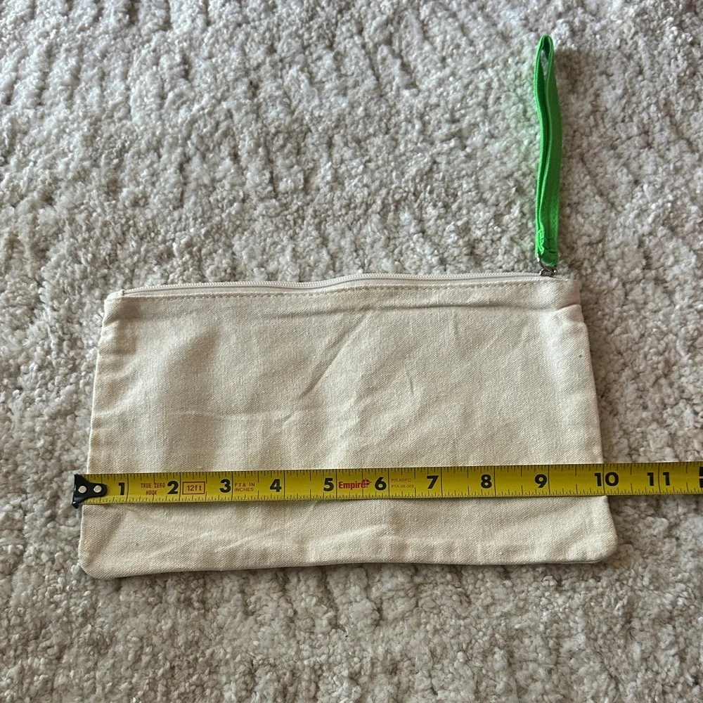 Origins Cream Canvas Pouch with Green Strap